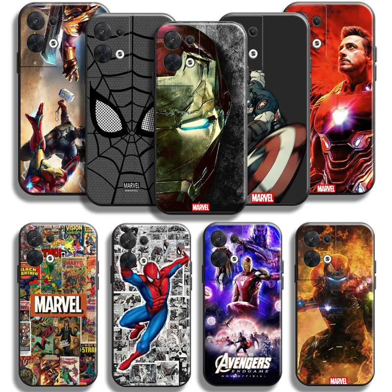 

Marvel Avengers Iron Man Phone Case For OPPO Reno 11 8 8T 8Z 7 7Z PRO LITE OPPO A97 A96 A94 4G 5G Liquid Silicone Back Carcasa