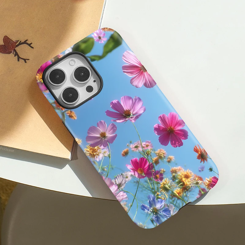 Fcicicase 2 في 1 حافظة هاتف مغناطيسية لهاتف آيفون 15 14 Plus 17 Air 11 12 13 16 Pro Max Flower لغطاء Magsafe الناعم المزدوج الطبقة #6
