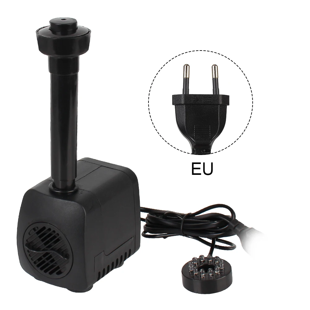 Waterproof Garden Aquarium Fountain Water Pump Ultra-quiet Adjustable with 12 LED Light 15 W EU Plug