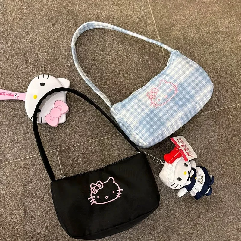 

Cute Hello Kitty Underarm Bag Girly Heart Shoulder Case Portable Casual Versatile Handbag Tote Bags Organizer Anime Holder Toys