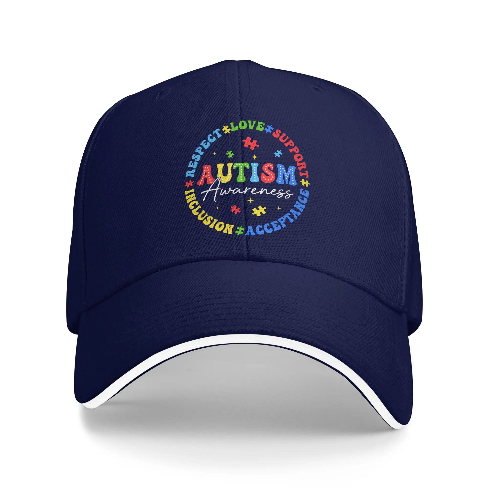 Autism Awareness Respect Love Support Blue Autism Baseball Cap Trucker Hat Summer High Quality Couple Women Stylish Snapback Cap