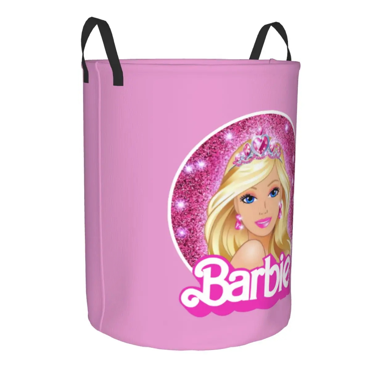 Custom Barbie Princess Laundry Basket Collapsible Large Capacity Clothes Storage Bin Anime Pink Girls Cartoon Baby Hamper