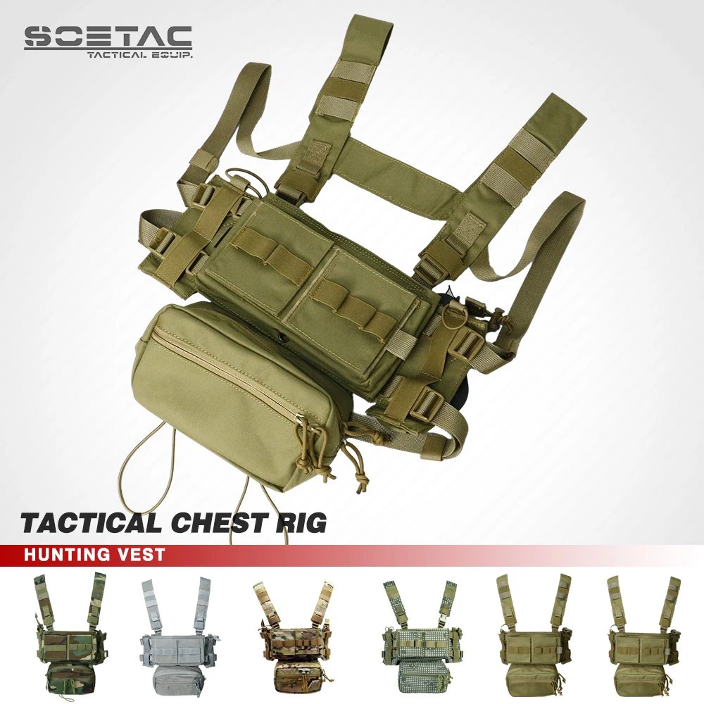 MK3 Chest Rig Hunting Vest Men's Tactical Vest Multi-Purpose Light Weight H Harness 5.56 7.62 M4 AK Magazine Insert Airsoft vest