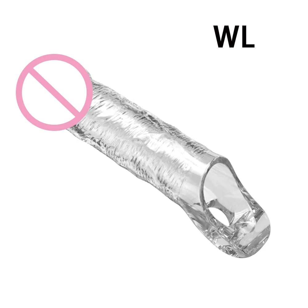 Transparent Penis Enlargement Extend Sleeve Reusable Condoms Dildo Enhancer Delay Ejaculation Cock Rings Sex Toys for Men