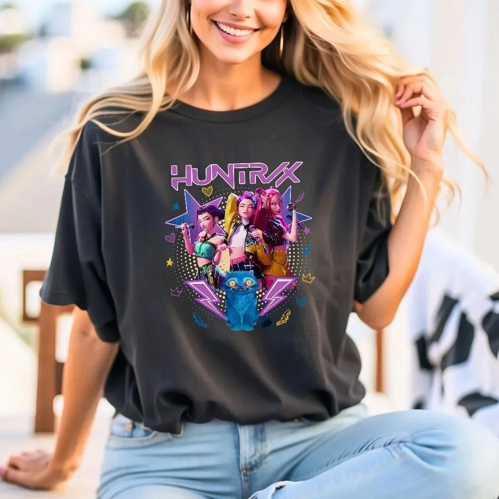 تي شيرت فيلم Kpop Huntrix تي شيرت Huntrix للفتيات تي شيرت ميرا رومي جوي قميص شيطان هنتر ميرش هدية لمحبي شيطان البلوز