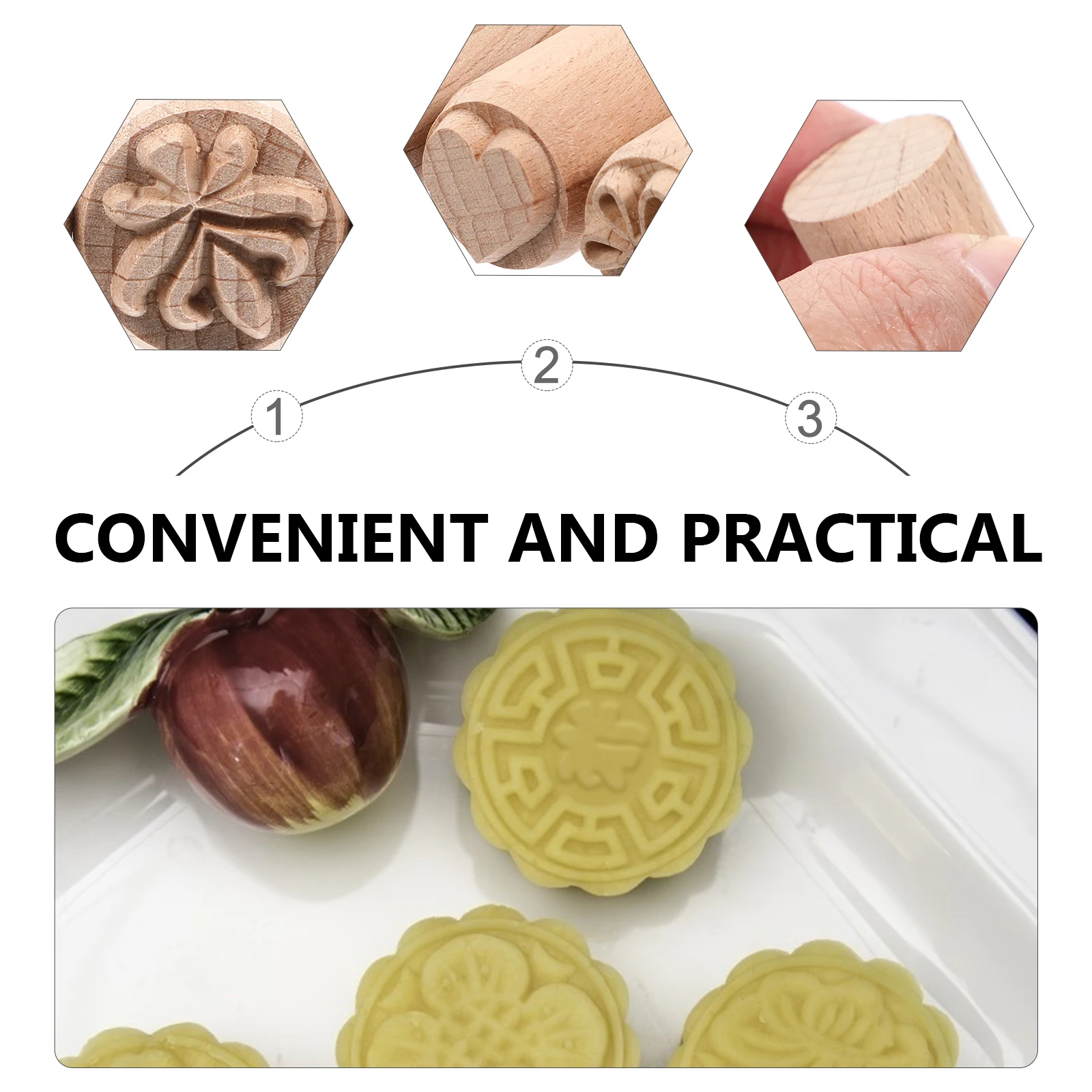

Wooden Seal Craft Accessories Stamps for Pottery Card Clear Pattern DIY Kit Tools Crafting Moon Cake Decorative