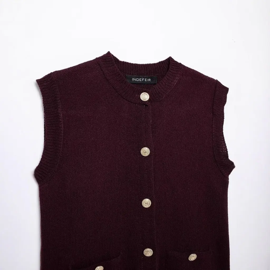 

Fashion round Neck Sleeveless Knitted Vest European American Style Spring Autumn New Women's Vest Jacket