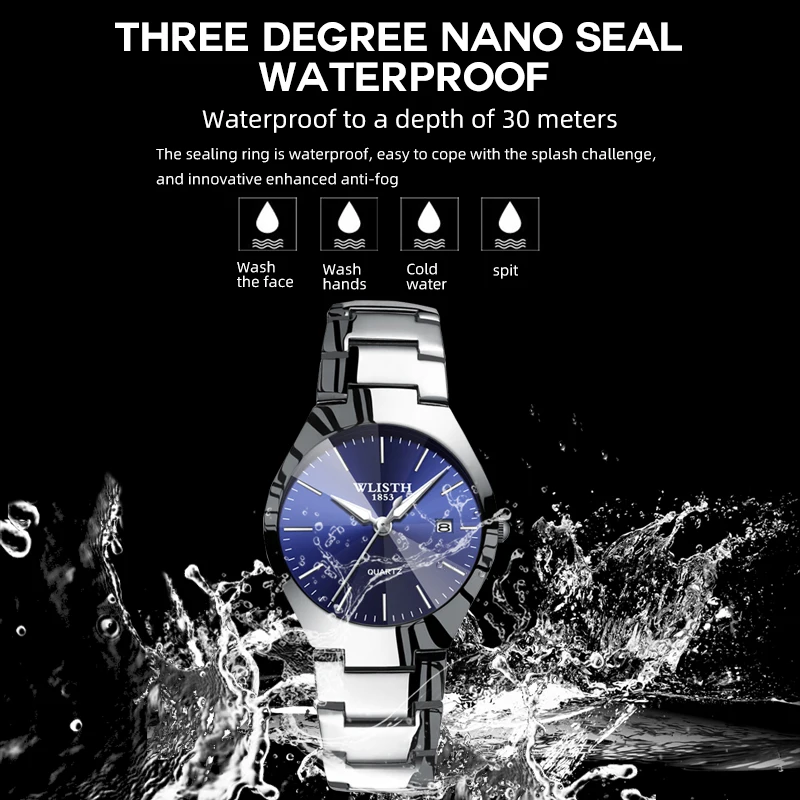 Man Watches Business Simple Steel Strip Black Calendar Luminous Waterproof Male Fashion Quartz Clock Watches montre homme