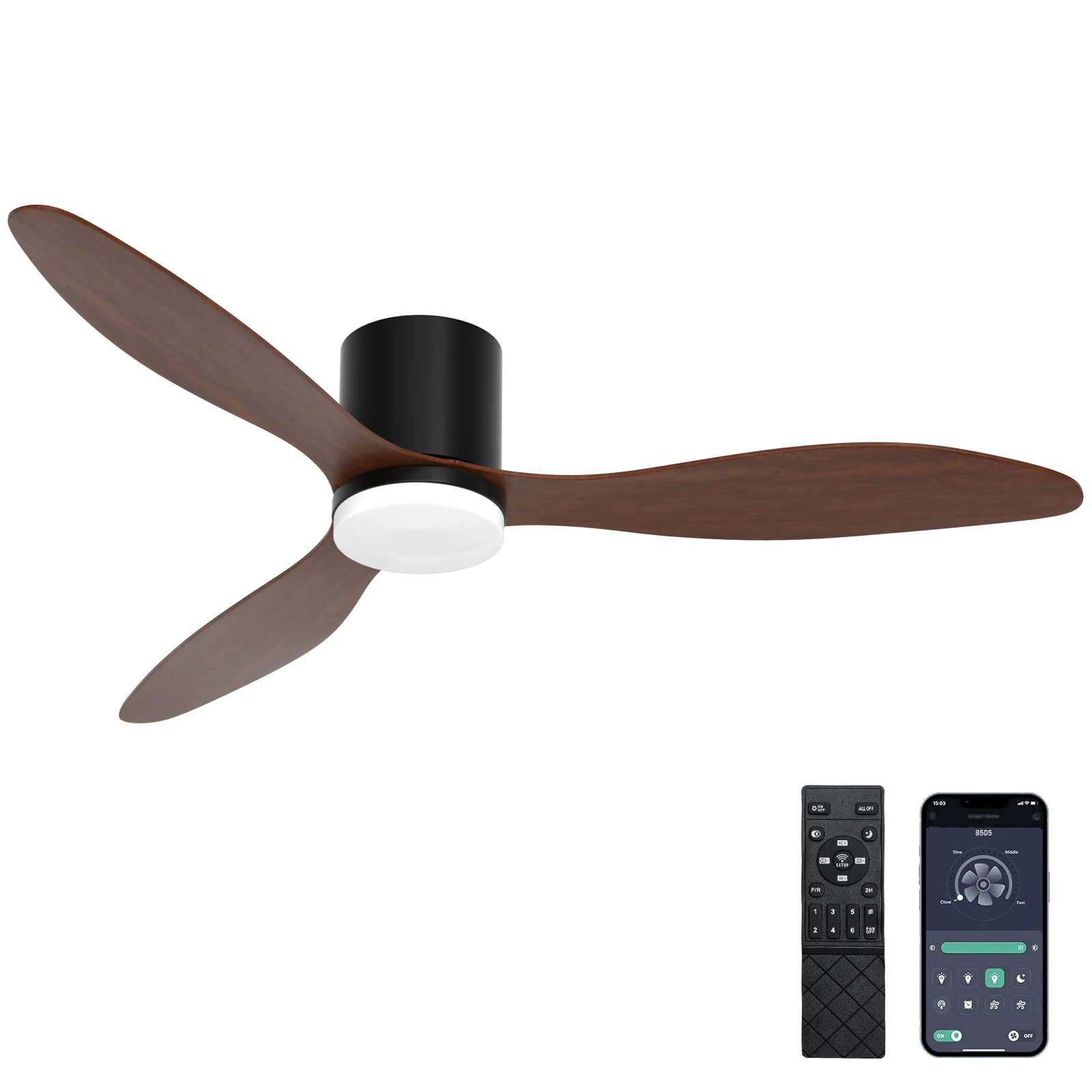 

52" Profile Ceiling Fan with Lights White Walnut