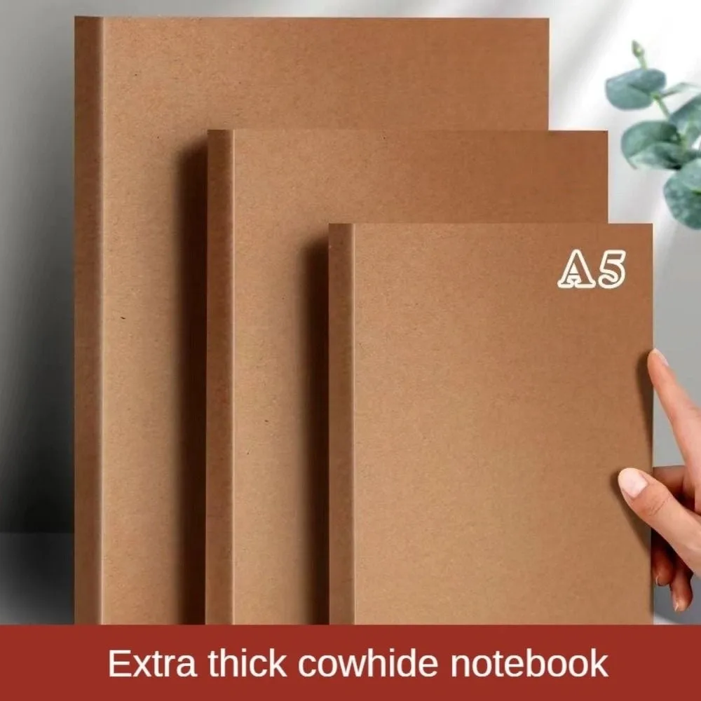 Thickened A5 Kraft Paper Notebook Thick Paper Horizontal Line Square Line Notebook Grid Simple Design Blank Book Study Office
