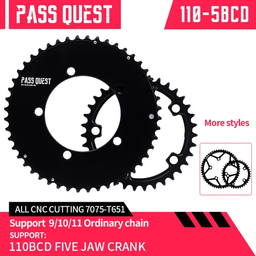 PASS QUEST-5本爪マウンテンバイク、折りたたみ自転車スプロケット、エアロラウンドロードバイク、9-11スピードグラベルバイク、46T、48T、50T