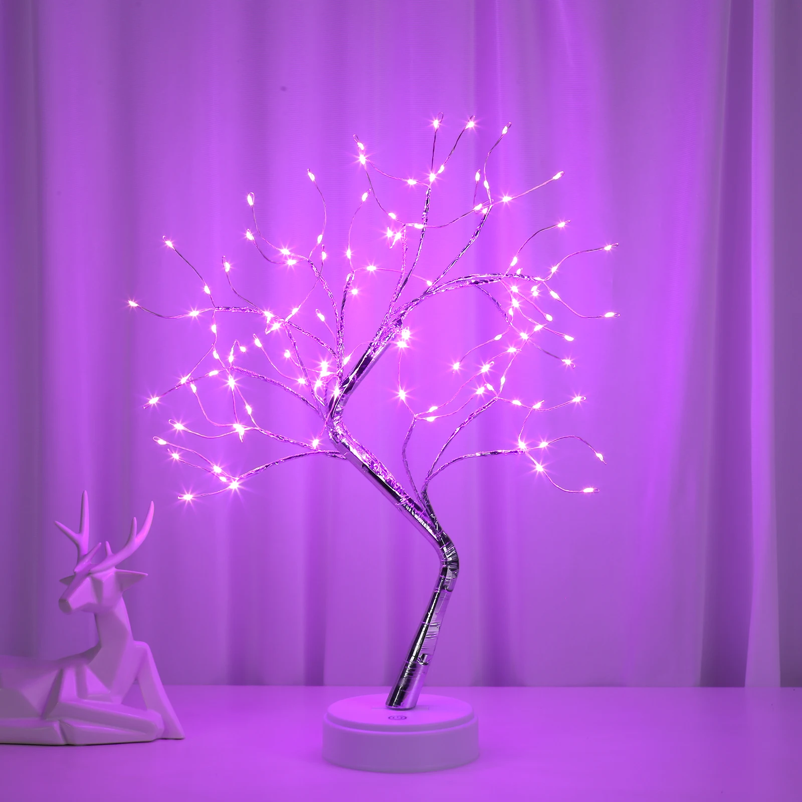 탁상 분재 나무 조명, 터치 스위치 108 LED 램프, 구리선 조명, 20 인치