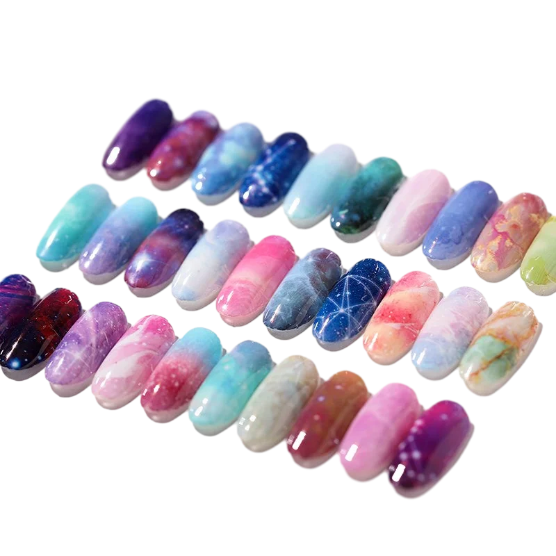 10 Kleuren Water Marmer Effect Nail Folie Papier Fantasy Regenboog Sterrenhemel Transfer Folie Nail Art Sticker Manicure Decoraties