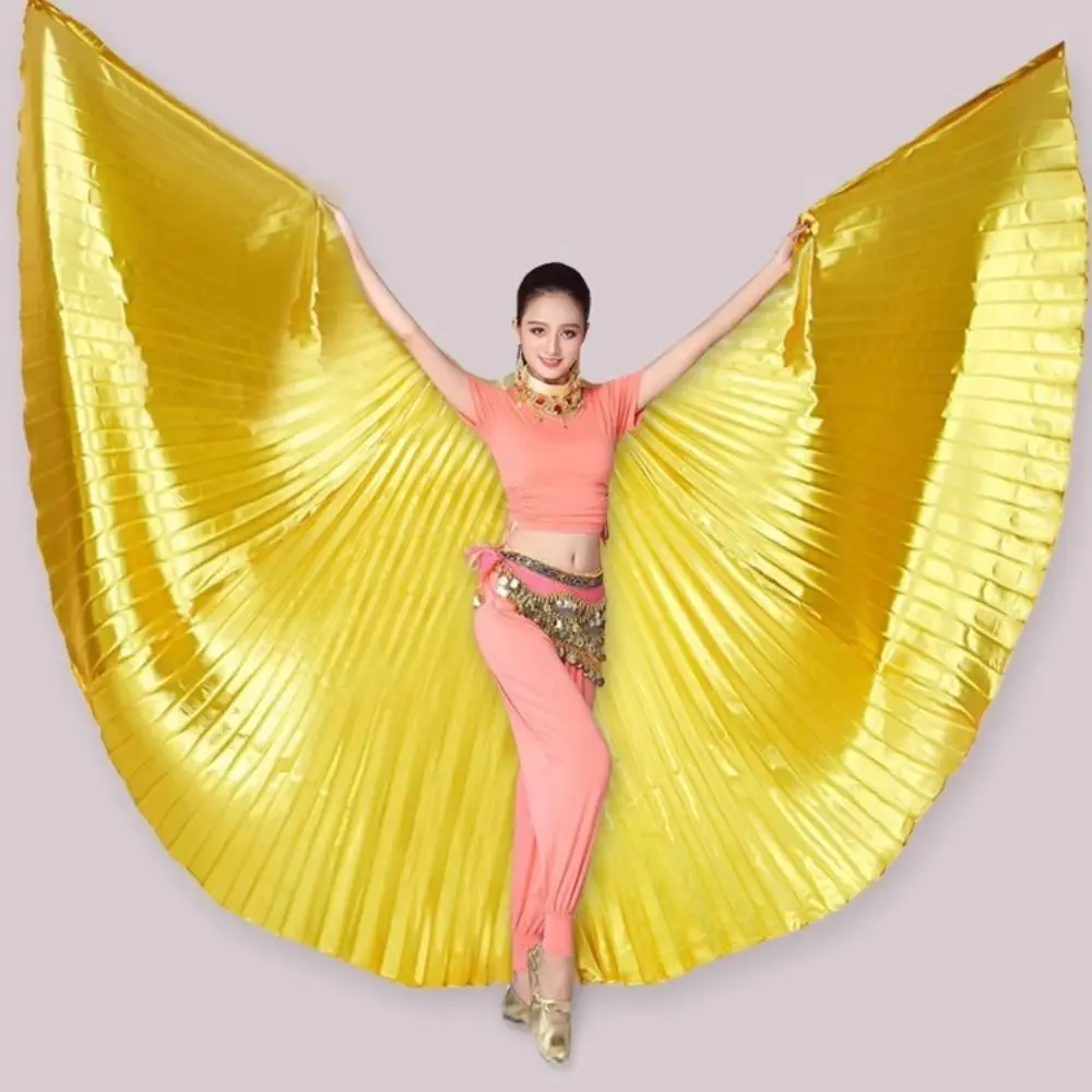 Creative Belly Dance Wing Prop Pleated 360 Degree Large Performance Cape Soft with Telescopic Rod Oriental Dance Props