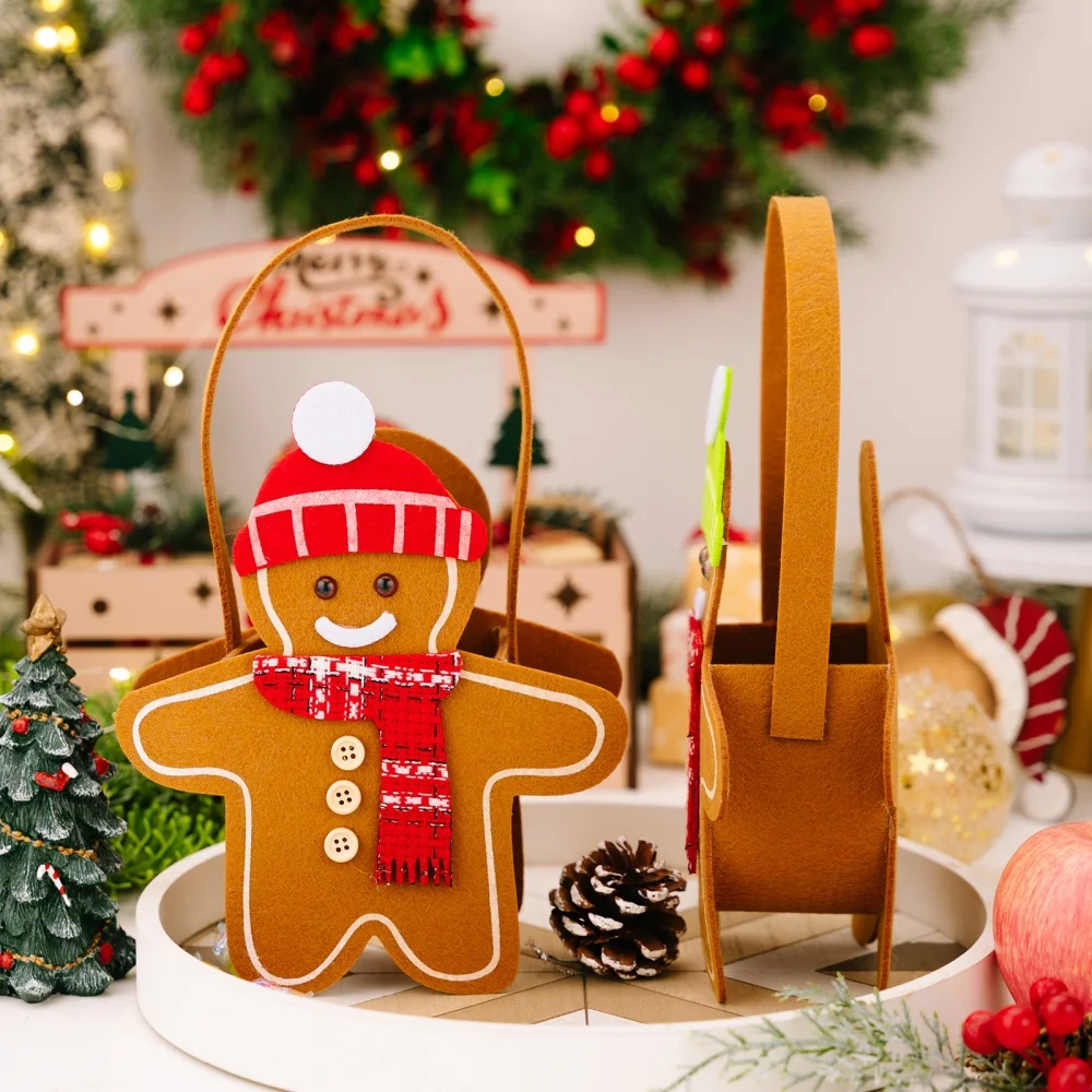 

Christmas Handbag Bright 'S Gift Bag Christmas Treat Bag Spacious Gingerbread Man Candy Bag For Christmas Party