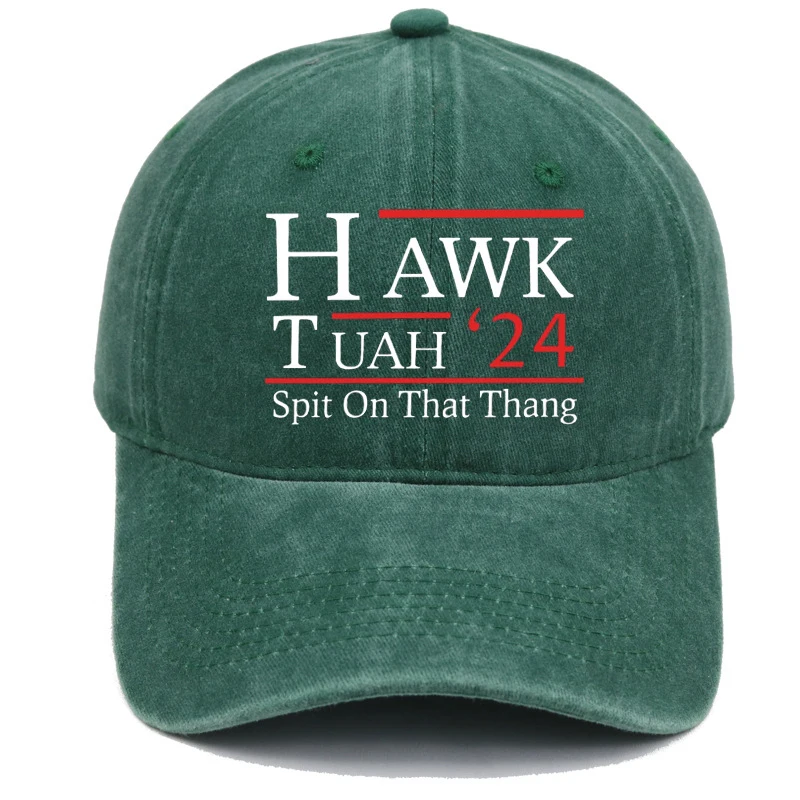 Hawk Tuah Spit On That Thang Printed Washed Baseball Cap For Men Funny Duckbill Cap Fashionable Baseball Cap Balaclava Hat