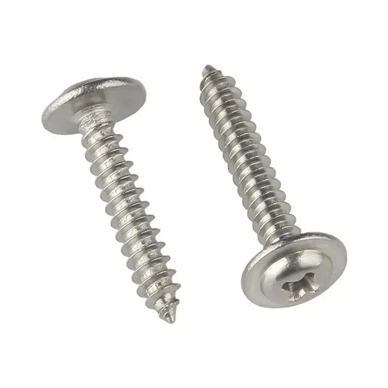 50pcs M1.4 M1.7 M2 M2.3 M2.6 M3 M4 Cross Round Head with Washer Self Tapping Screw 304 Stainless Steel Wood Screws