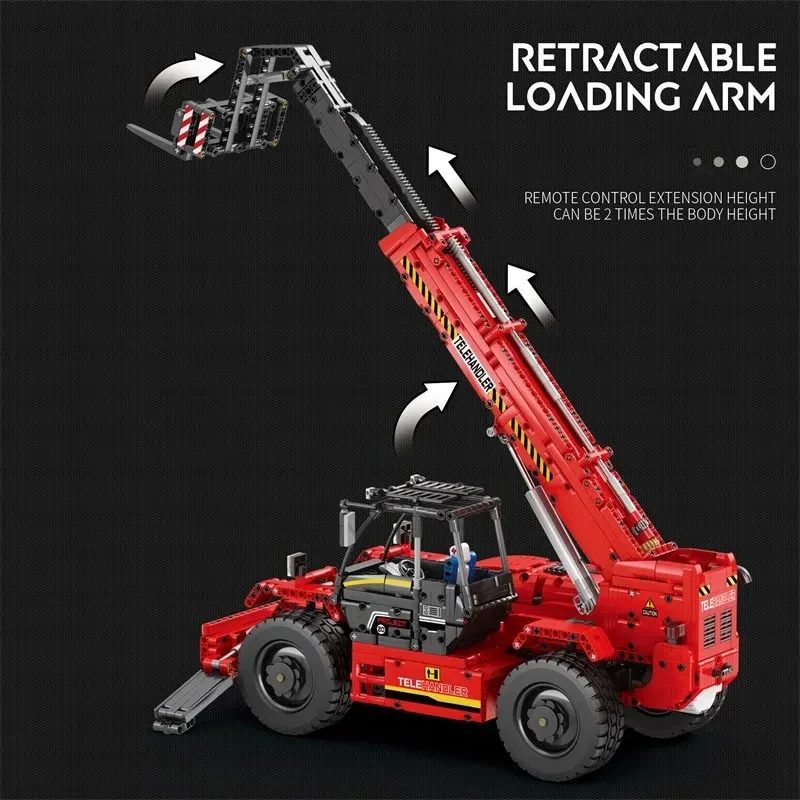 2096PCS Telescopic Forklift Building Blocks City Engineering Vehicle Remote Control Car Model Bricks Kids DIY Toy Birthday Gifts