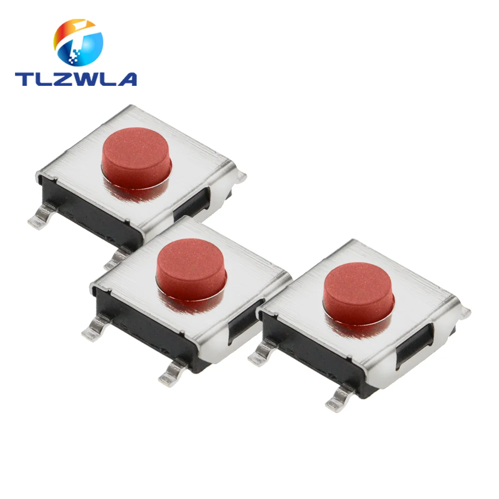 100PCS 6*6*3.1 mm SMD Switch 4Pin Touch Micro Switch Push Button Switches Red SMD Tact Switch 6x6x3.1mm