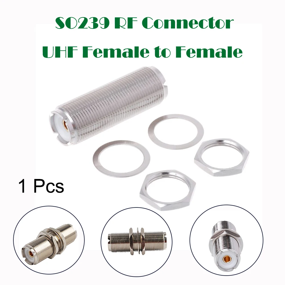 1pcs UHF SO239 Female Adapter Connector Silver Jack Panel Mount Connector 16x45mm