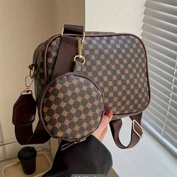 Zestaw torebek Crossbody z geometrycznym wzorem, modna torba Mini na ramię, damska torba kwadratowa Vintage z torebką na monety