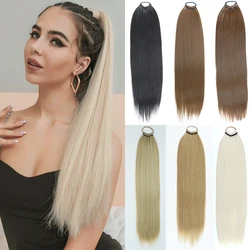 AZCalls EEN-Extensions de Cheveux Synthétiques pour Femme, Queue de Cheval Longue et Lisse, Degré de Chaleur, Perruque, 24