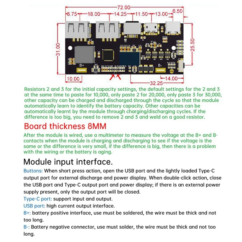 Full Protocol 22.5W Quick Charging Mobile Power Module QC4.0 Type-C USB Mobile Power Bank Circuit Diy Motherboard