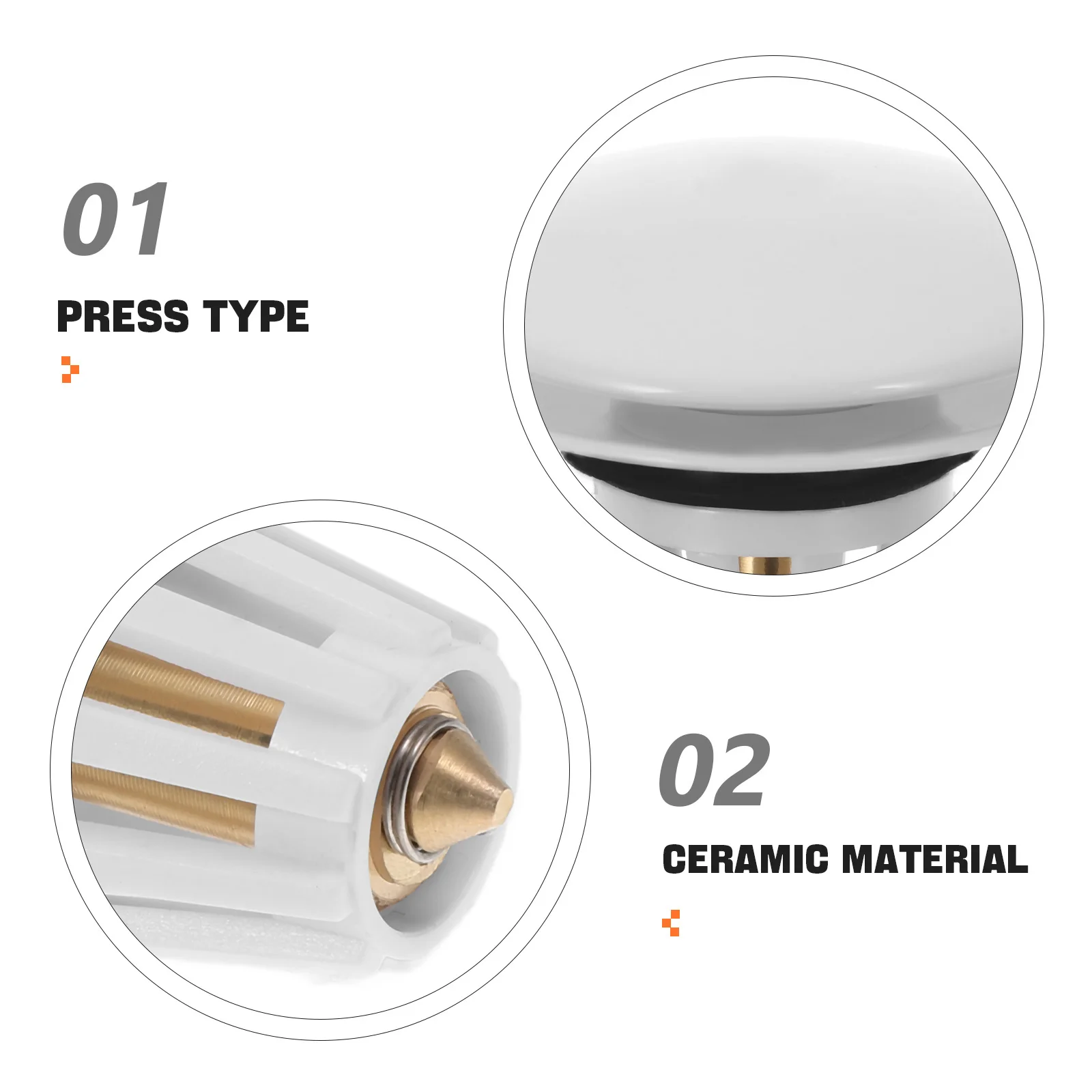 Keramische Push Type Bounce Core Aftapplug Badkamer Wastafel Bad Universele Zeef Filter Anti Terugstroom