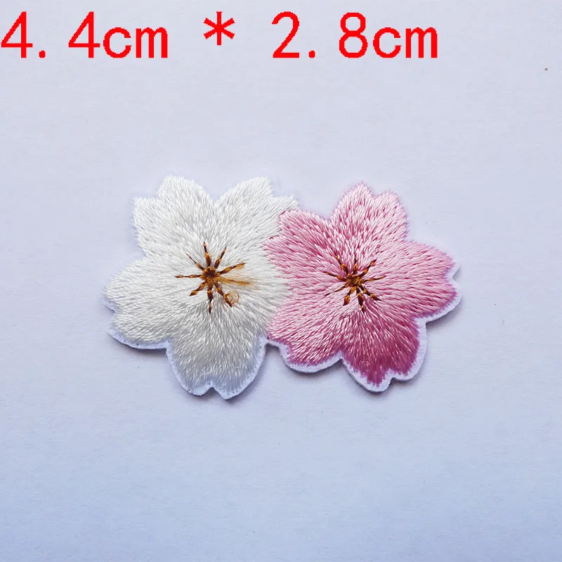 10 Pcs Colorful Cute Cherry Blossoms Patches Clothes Dress Embroidery Applique Sewing Supplies Decorative Pink Green Blue Red