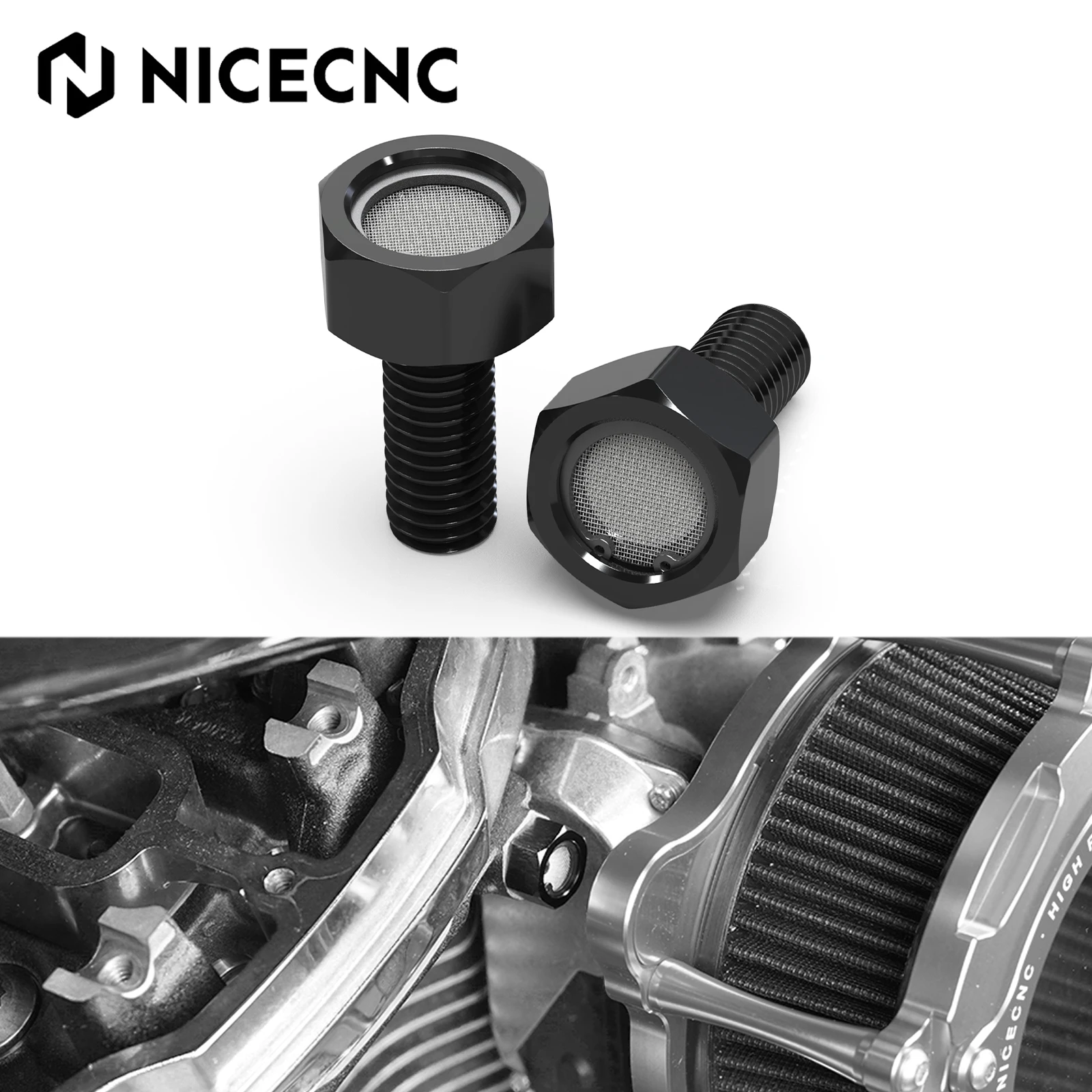 

For 2006-2023 Harley Street Glide FLHX Breather Bolts Road King Special FLHRXS Ultra Limited FLHTK Softail Deluxe FLSTN Dyna