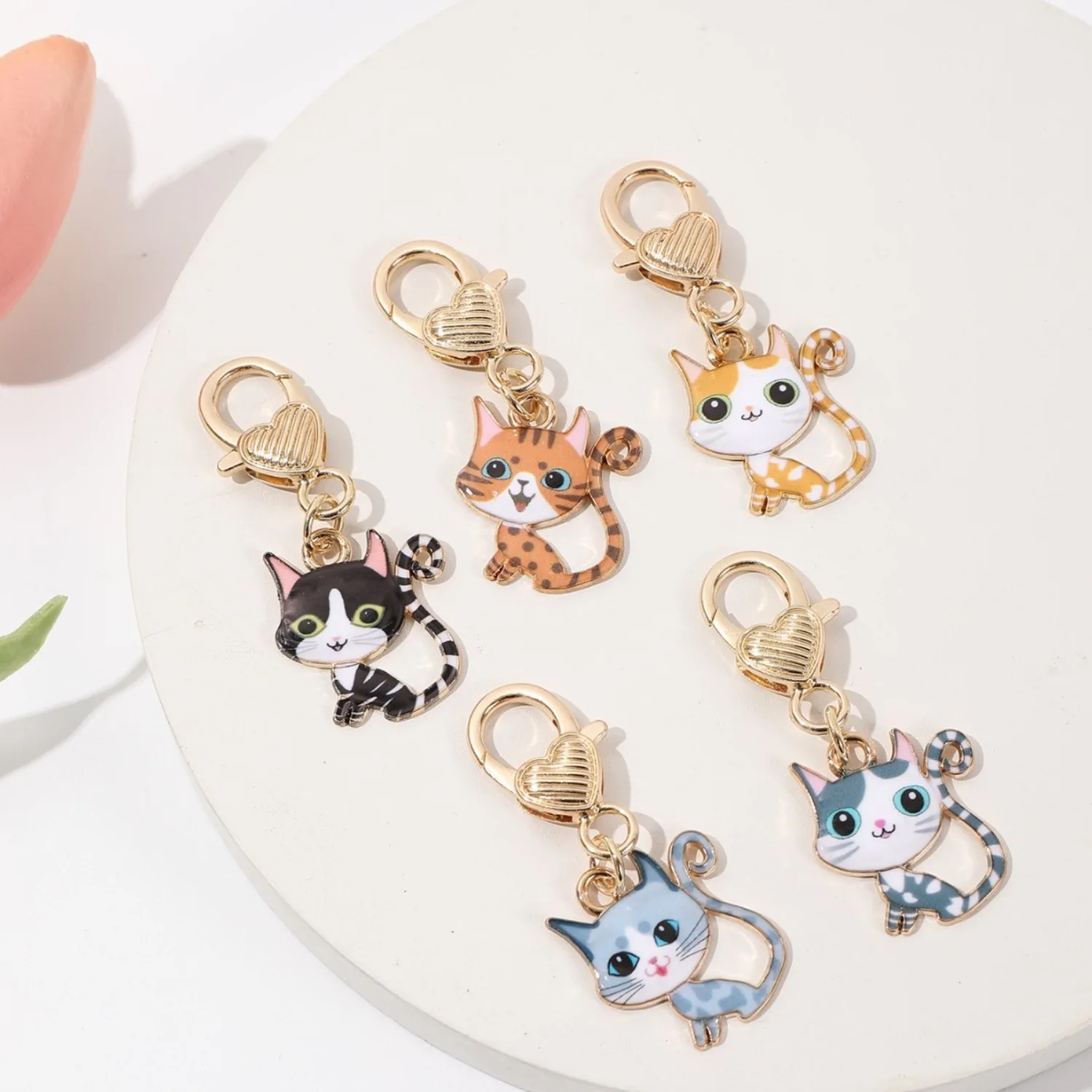 [Cartoon Phone Accessory] Cute Cartoon Cat Animal Pendant Set | Pet Keychain,Charm,Keyring,Gift,Multicolor Metal Charms DIY.