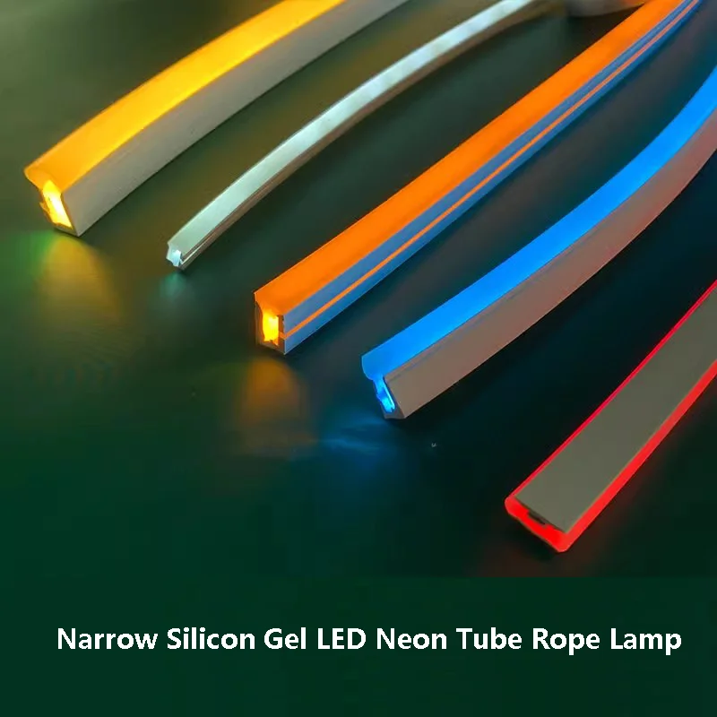 Narrow Silicon Gel LED Neon Tube Rope Lamp Flexible Linear Silicone Diffuser Channel Waterproof Cabinet Closet Car Decor Light