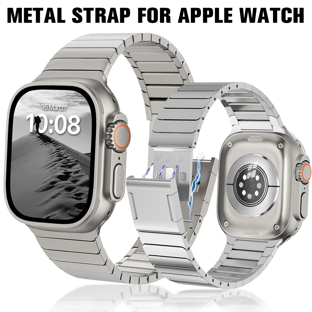 

Stainless Steel Strap for Apple Watch Ultra 2/1 49mm 7 8 9 45mm 44mm Men's Style Metal Link Bracelet IWatch Band 6 5 4 SE 3 42mm