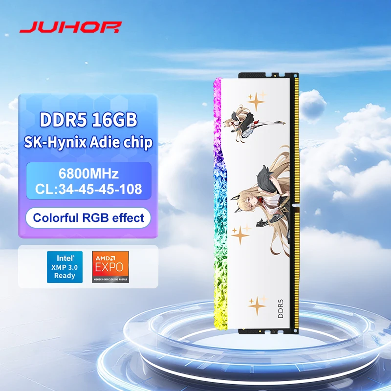 

JUHOR RGB Memory DDR5 16GB 6800MHz Gaming Memoria Ram