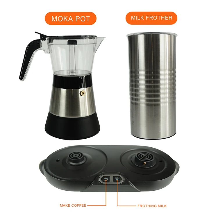 Espresso Cappuccino Maker Electric Milk Frother Moka Pot Machine Set