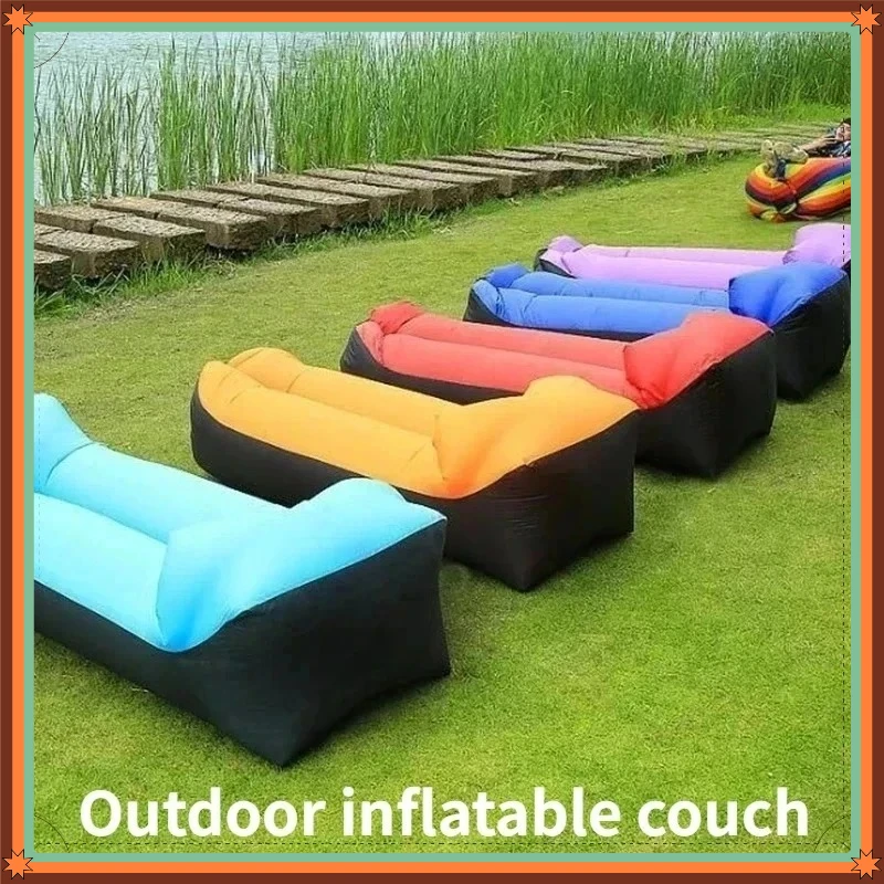 Lazy Foldable Inflatable Lounger Portable Waterproof Inflatable Sofa Outdoor Air Mattress for Camping Beach Leisure