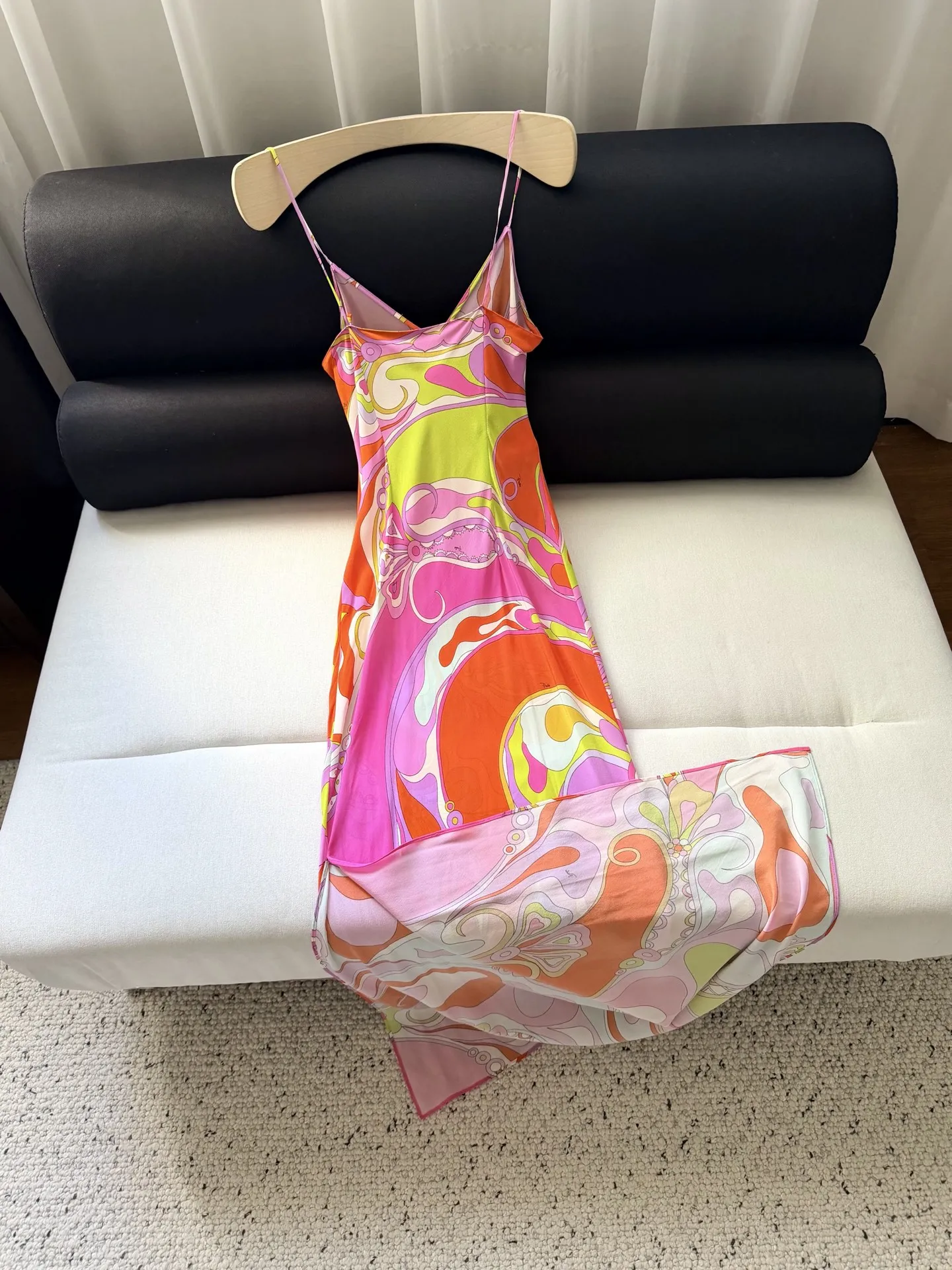 Women's Abstract-Print, Figure-Hugging, Silk Spaghetti-Strap Dress