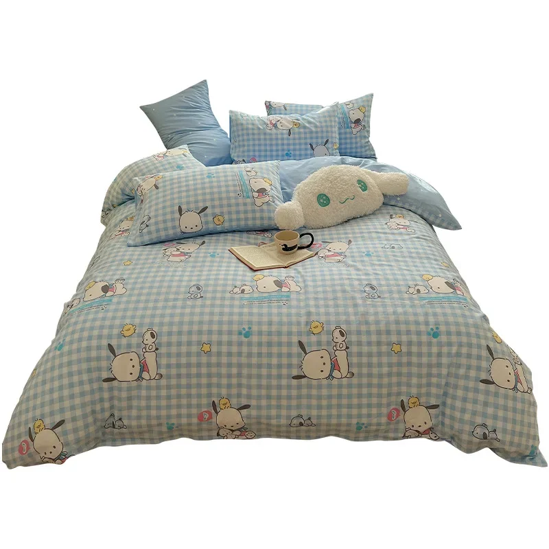 Kawaii Sanrio Anime Pochacco Bedding Set Quilt Pochacco Dog Duvet Cover Comforter Pillow Case Bedclothes Children Kid Boy Bed