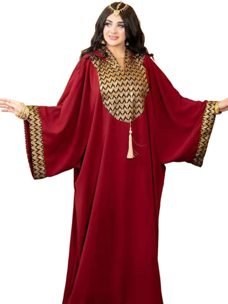 African Dubai Muslim Dress Women Hooded Abaya Knitted Kaftan Evening Dresses Morocco Caftan Abayas Islam Robe Musulmane Vestido