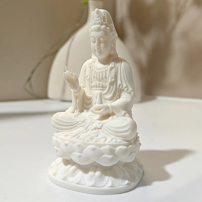 3.7 Inch Resin Guanyin Bodhisattva Figurine for Home Worship, Suitable for Office Decorations, Artifacts, Home Living Room Decorations, and Car Artifacts
