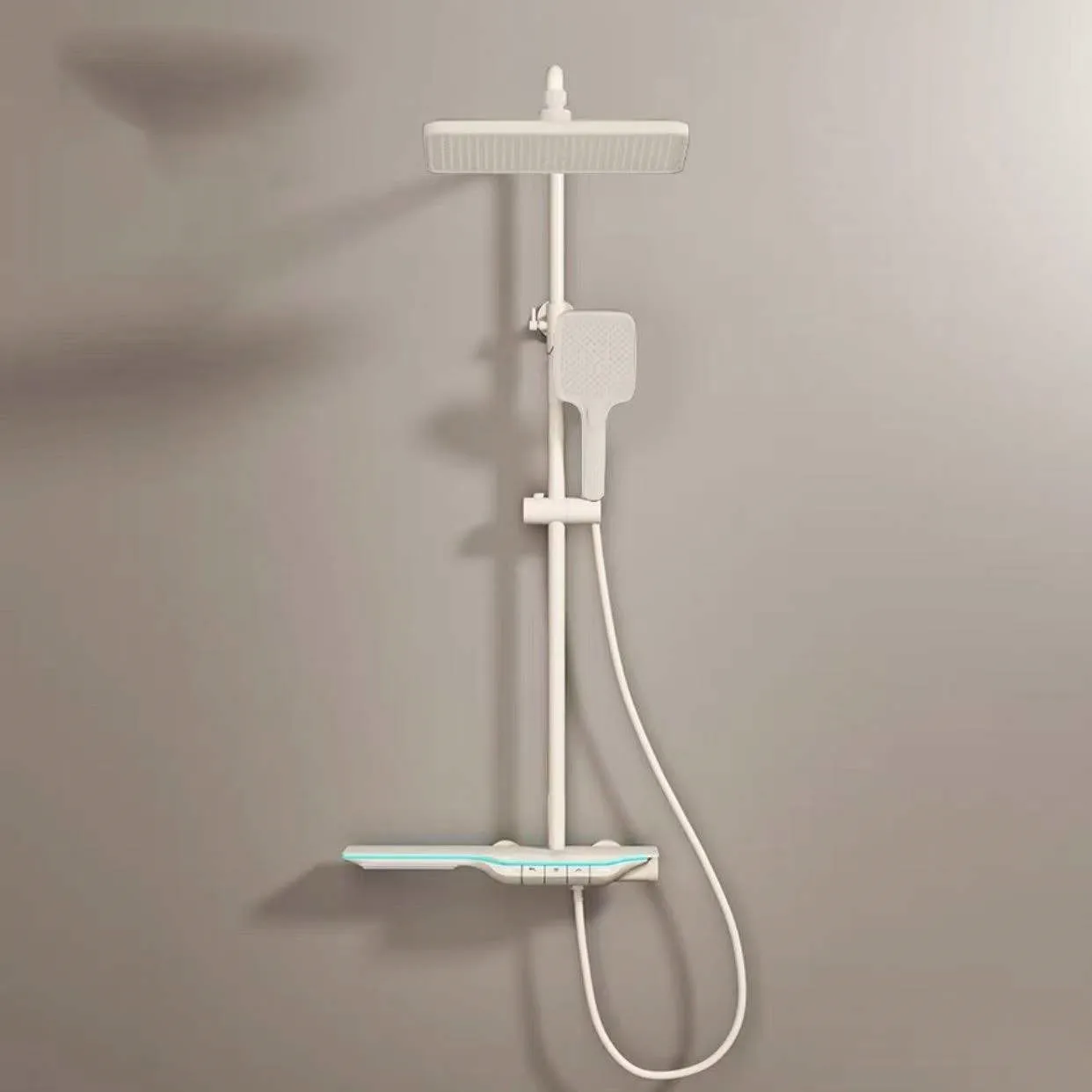 White Shower Set Wall Mounted Bathroom Shower Combo Set Tub Spout Faucet