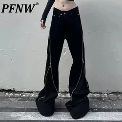 PFNW Male Boot Cut Pants New American High Street Zippers Patchwork Design Slimming Trousers Autumn 2024 Chic Trendy 28W4019