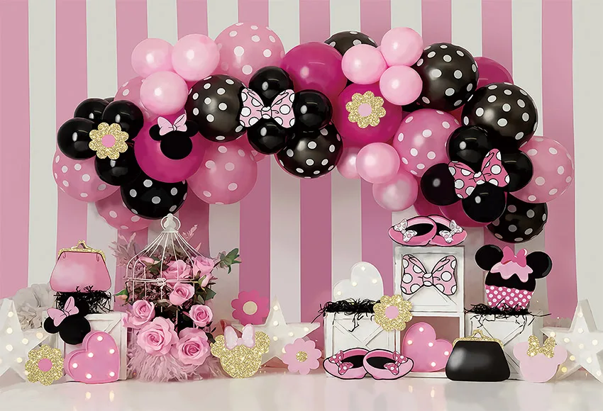 Mehofond Photography Background Pink Arch Balloons Girl Boy 1st Birthday Party Cake Smash Portrait Decor Backdrop Photo Studio