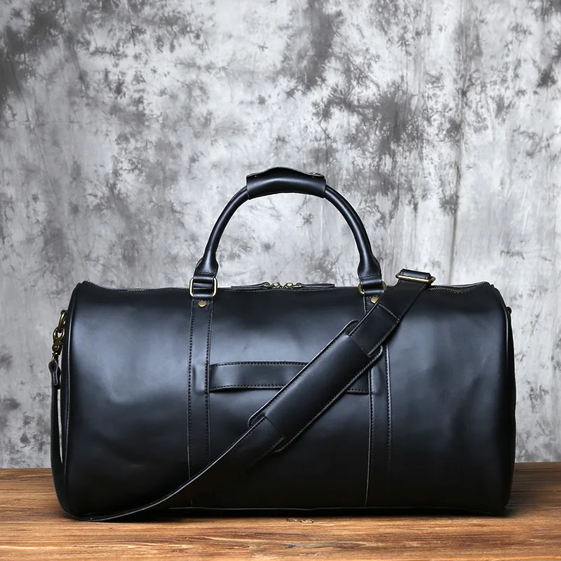 NZPJ männer Retro Leder Große-kapazität Reisetasche Crazy Horse Leder Handtasche Top Schicht Rindsleder Business Reise Schulter tasche – Detail 15