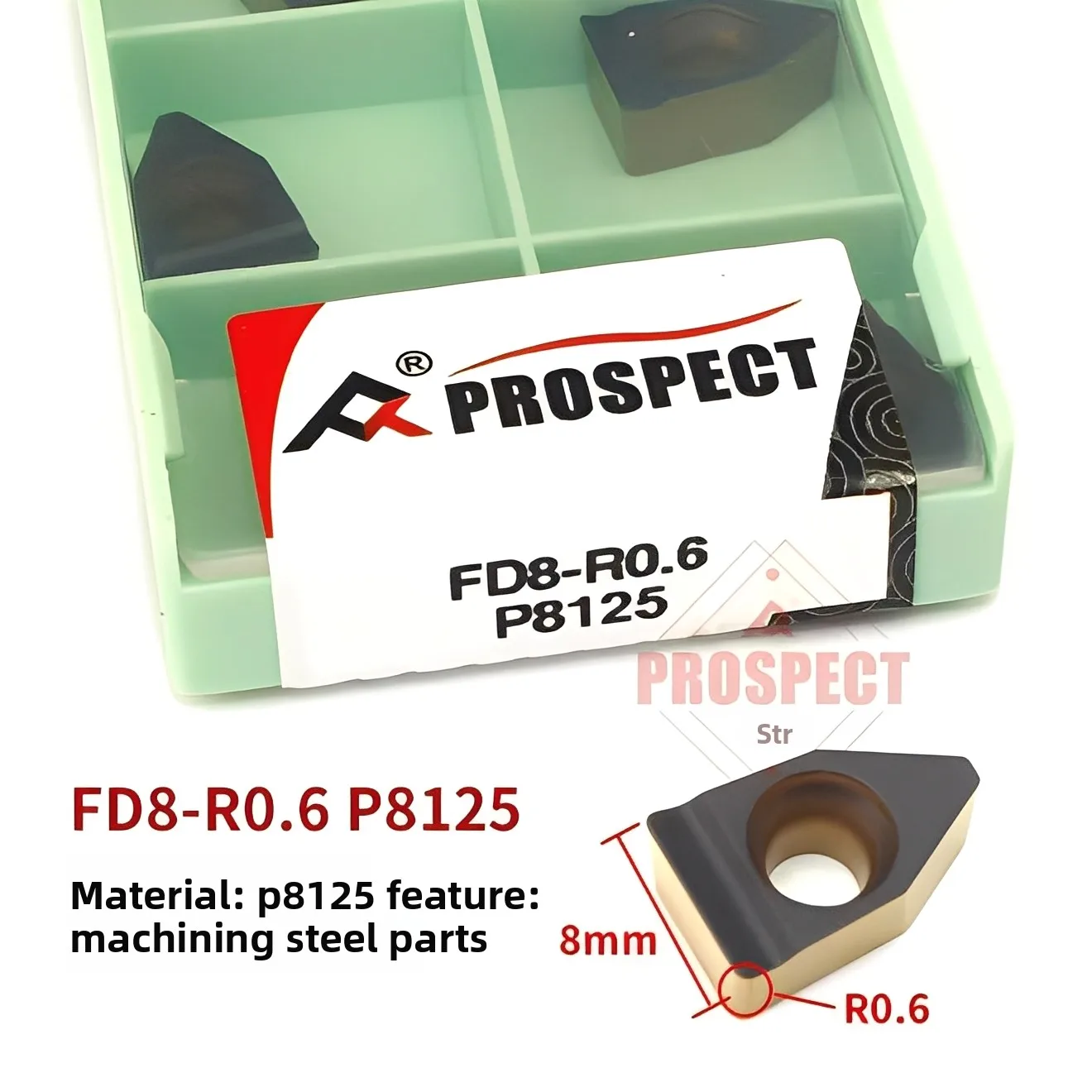 PROSPECT Carbide Parting Inserts FD8-R0.6 FD10-R0.6 FD12-R1.0 FD14-R1.0 P8080 P8125 For Hardened Steel Cutting Tools