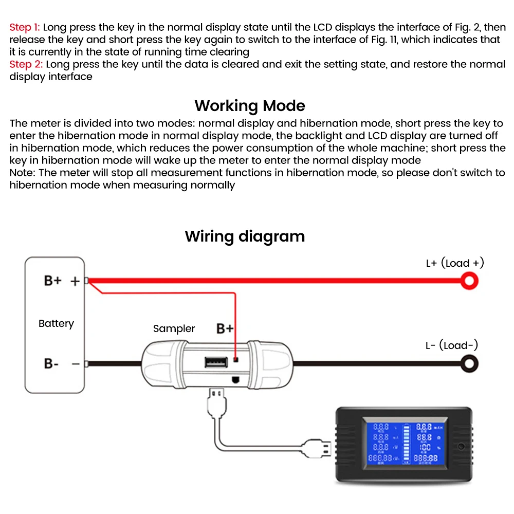 PZEM-015 100A 100A Digital Battery Tester Ammeter Voltmeter Power Meter Power Capacity Residual Power Tester With Shunt