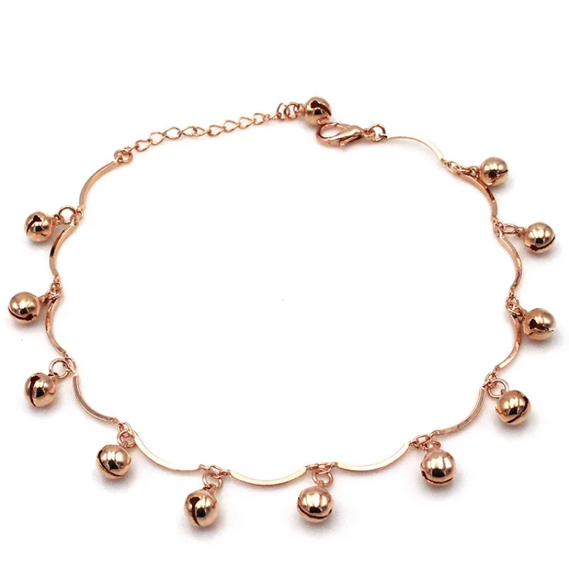 

Korean version of fashionable ladies' jewelry, curved hanging bell, rose bell ankle chain