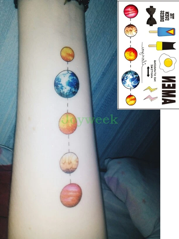 Waterproof Temporary Tattoo sticker Planet ice cream tatto stickers flash tatoo fake tattoos for kids girl child