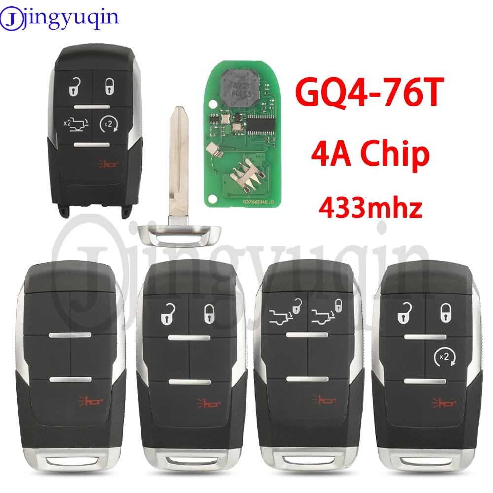 

jingyuqin GQ4-76T 433mhz 4A Chip Remote Car Key 1/3/4/5Buttons For Dodge RAM 2500 35000 4500 5500 2019-2021 Flip Fob Control