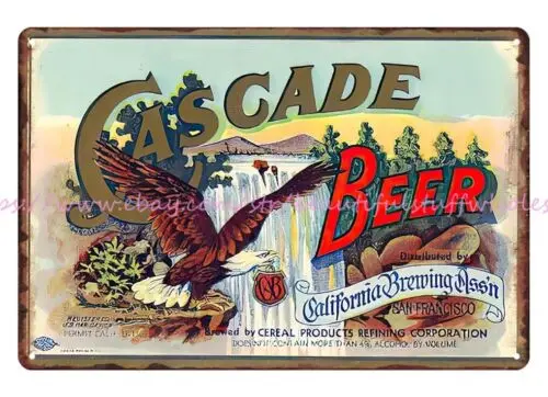 1933 Acme Brewing Cascade beer metal tin sign modern wall decor